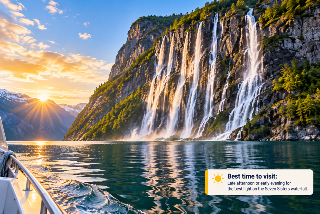 Seven Sisters waterfall in Geirangerfjord
