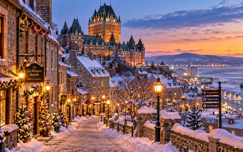 10 Best Tourist Attractions in Canada to Visit in 2026 3 Snowy Old Quebec at Twilight