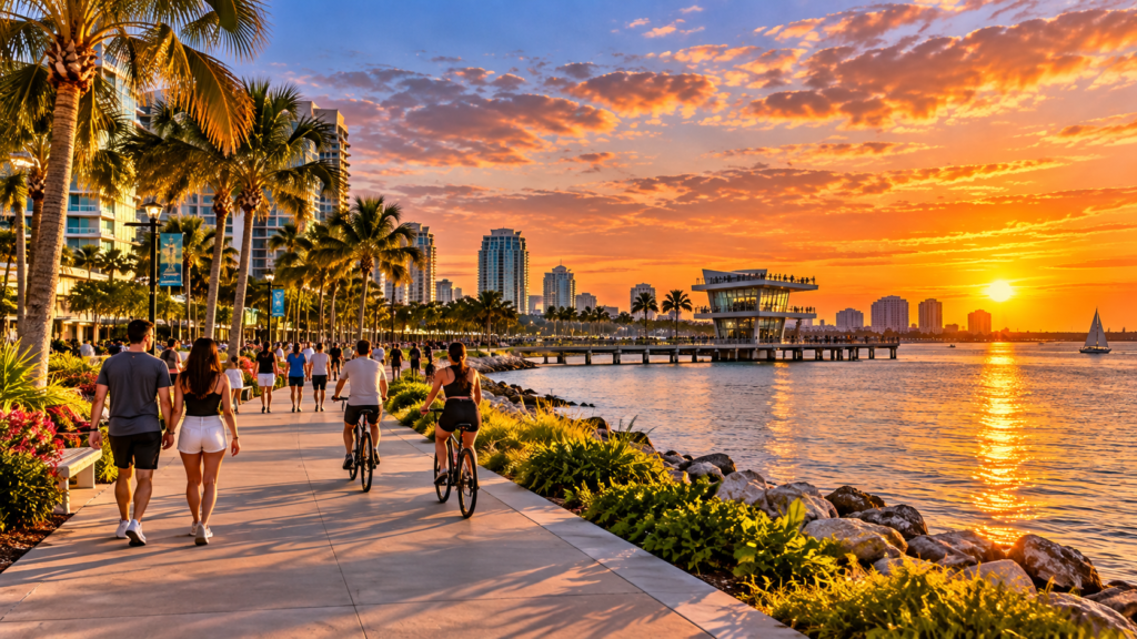 St. Pete waterfront at golden hour
