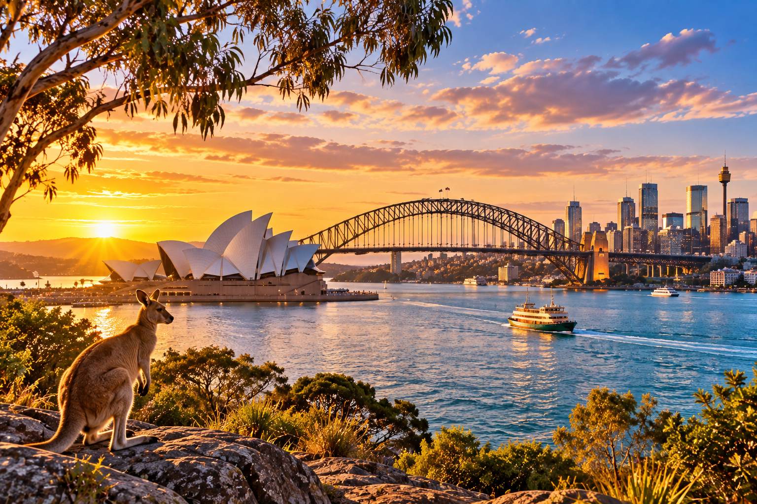 Home 9 Sydney Harbour Sunset with Kangaroo